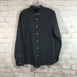 VOLCOM Men's Long Sleeve Button Front Shirt Sz M Modern Fit Cotton Dark Gray - Picture 1 of 9