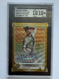 2022 Topps Chrome MacKenzie Gore Gold Wave Refractor Auto RC SGC 10 10 #/50 Nats - Picture 1 of 2