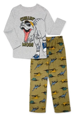 Conjunto de pijama de 2 piezas de manga larga Wonder Nation para niños Dino Chillin nuevo con etiquetas XL Foto 1 de 4