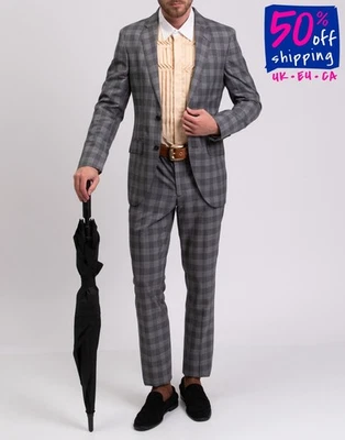 RRP €995 HACKETT Wool Suit Size 44R / 54R / XL Check Single Breasted Notch Lapel - Image 1 of 4