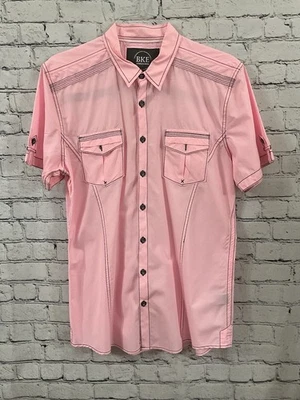 BKE Para Hombres Negro Perla Botones Manga Larga Ajuste A Medida Rosa XL Foto 1 de 4