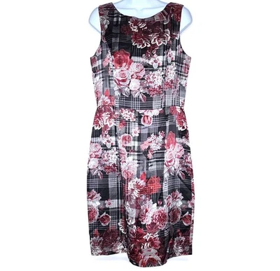 Brooks Brothers Womens Floral Plaid Wool Silk Blend Sheath Dress Sz. 10 - Image 1 of 4