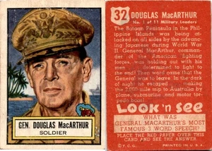 1952 Topps, Look 'N See, #32 General Douglas MacArthur, WWII (SP) - Picture 1 of 1