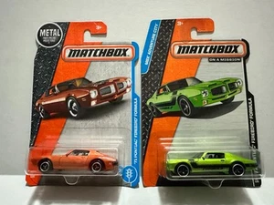 Matchbox '71 Pontiac Firebird Formula Green #11 & Orange #25 - Lot - Picture 1 of 8