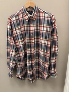 Ralph Lauren Blake Herren L Hemd Button Down Rot Pony Blau Kariert Preppy Patriotic - Bild 1 von 9