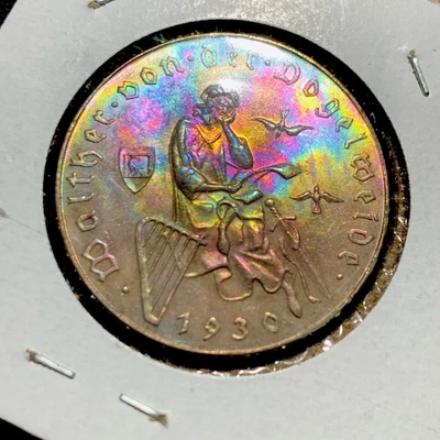 COLLECTIBLE TONED— AUSTRIA. 1930, 2 Schilling, Silver - BU - TONED - Image 1 of 3