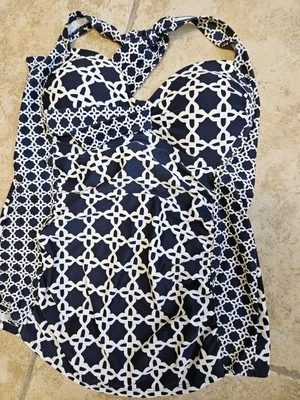 ¡Precioso Top Tankini Azul Acolchado Pagador Rouched bien ajustado! Foto 1 de 4