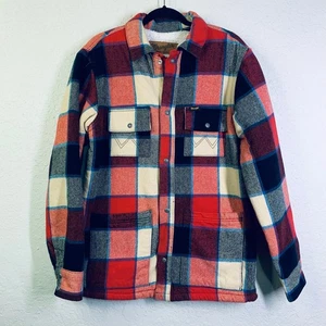 WRANGLER Shacket SM Chore Barn Coat Plaid Sherpa Lined Pearl Snap W Pockets - Picture 1 of 14
