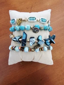 Erimish Bracelet Stack Set- Turquoise Blues - Picture 1 of 8