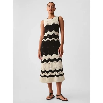 NWT Gap Crochet Midi Dress M Sleeveless Chevron  - Image 1 of 4