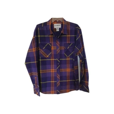 Clipper Para Hombres XL Camisa Bolsillos Lg Púrpura Cuadros Manga Larga Usada en Excelente Condición Foto 1 de 4
