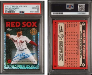 2021 TOPPS SILVER PACK CHROME PROMO /30 RAFAEL DEVERS AUTO PSA 10 POP 2 RED SOX - Picture 1 of 1