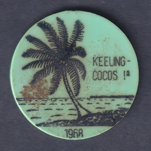 Cocos Keeling Islands. 1968 25 Cents - Green Plastic.. VF - Imagen 1 de 2