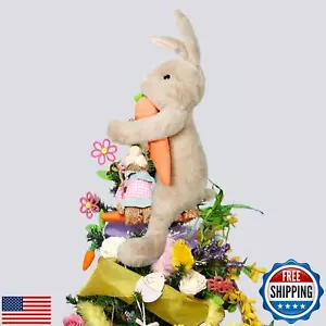 Easter Bunny Tree Topper Decorations,Spring Plush Rabbit Hugged Carrot for Tr - Picture 1 of 5