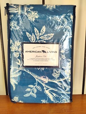 2 American Living Jasmine Josephina Toile Blue Tuck PEEK-A-BOO  Valance 54X16 - Imagem 1 de 4