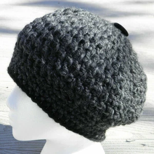 Cozy & Thick Black Medium Size Crocheted Hat - Handmade by Michaela - Picture 1 of 4