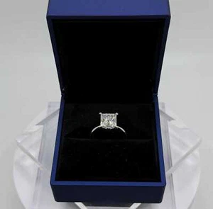 Anillo de compromiso princesa, diamante cultivado en laboratorio de 3 quilates, anillo solitario de oro macizo de 14 quilates - Imagen 1 de 10