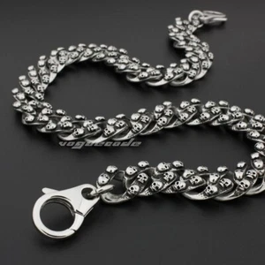 Stainless Steel Skulls KeyChain Biker Wallet Chain DIY Accessories 5Q012WC 14~36 - Picture 1 of 19