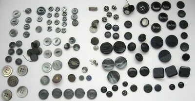 Large Button Lot 100 Plus Gray Black Loose Mixed Variety  - Image 1 of 4