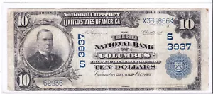 $10 1902 PB National 🇺🇸 COLUMBUS Georgia GA 🇺🇸 Extremely Rare 🇺🇸 - Picture 1 of 2