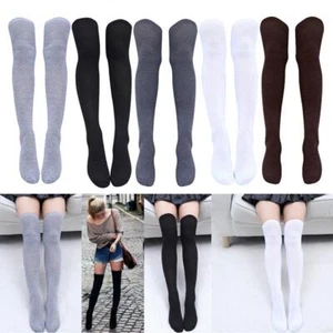 Women Sexy Extra Long Plain Thigh High Socks Soft Stocking Spring Socks 71Cm - Picture 1 of 16