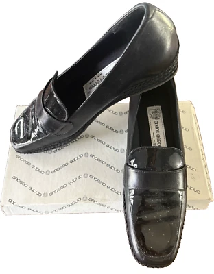 Andre Assous Women's Pilar-1 Leather Woven Slip On Wedge Loafers Size 10 Black - Image 1 of 4