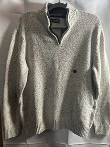 Ralph Lauren Chaps Sweater Mens L Gray Mock Neck Knit Quarter Zip Adult NEW - Picture 1 of 6