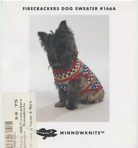 Jil Eaton MinnowKnits 166A Knitting Pattern - Firecrackers Dog Sweater - Picture 1 of 2