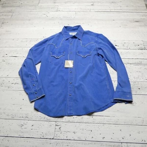 Ryan Michael Pearl Snap Shirt Size L Blue Silk Cotton Blend Cowboy Western NEW - Bild 1 von 9