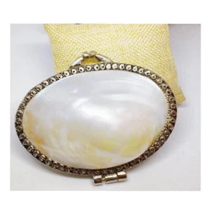 Perlmutt Muscheltasche echt oval Clutch Beutel Luxus Vintage 10 cm - Bild 1 von 8
