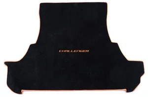 Dodge Challenger TRUNK Mat Orange Vinyl Trim - Orange Logo Premium 32oz Quality - Picture 1 of 4