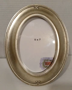 5X7 Inch Photo Picture Frame Ornate Brushed Silver Leaf Style Tabletop Or Wall - Picture 1 of 8