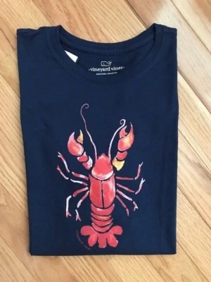NWT Vineyard Vines Girls Long-Sleeve Graphic Lobster Tee Deep Bay XS-L - Image 1 of 3