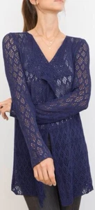 Eileen Fisher Lace Knit Cardigan Size-M Purple - Picture 1 of 11