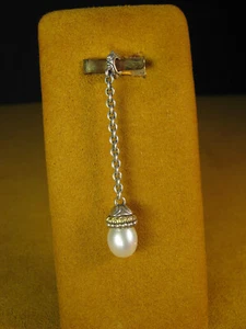 BARBARA BIXBY WHITE PEARL CHARM EARRINGS CHARM GEMSTONE CHAIN SS 18K Pendant - Picture 1 of 2