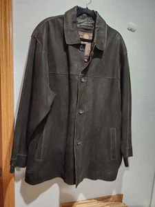 Andrew Marc Men’s Brown Suede Button Pockets Leather Shirt Jacket Coat Size XL - Picture 1 of 9