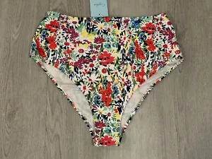 CUPSHE Women’s High Waist White White Floral Bikini Swim Bottoms XL NWT New - Picture 1 of 4