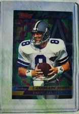 1995 Topps Finest Troy Aikman Landmark Series Blank Back Refractor MINT !!