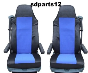 Coppia Foderine Copri Sedili Nero E Blu Per Camion Mercedes Actros Atego Axor - Foto 1 di 1