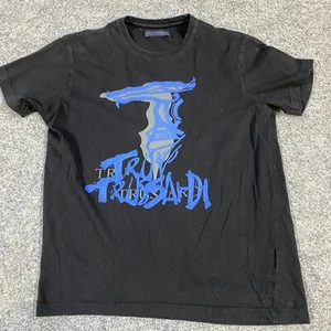 Trussardi T-shirt M Black Logo Spellout Cotton - Picture 1 of 8