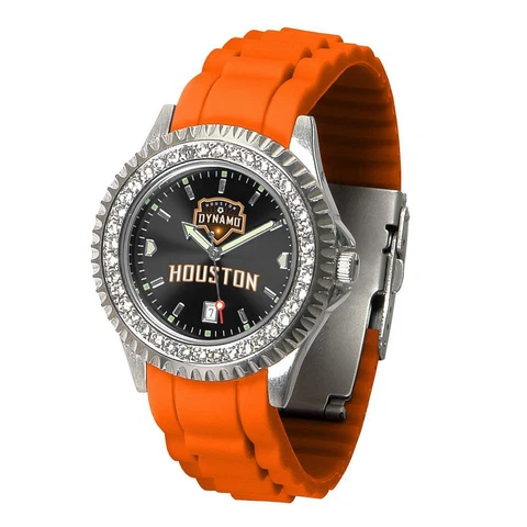 Ladies Houston Dynamo Watch Silcone Band Crystal Bezel Cover