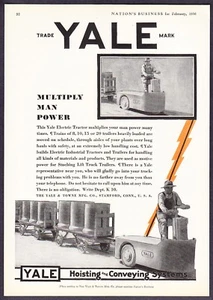 Tractor y remolques industriales eléctricos Yale 1930 foto de colección anuncio impreso - Imagen 1 de 1