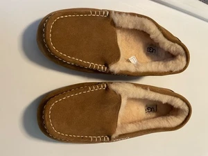 UGG Ansley Wildleder Wolle gefüttert Mokassin Hausschuhe Kastanie Größe 10 kaum getragen - Bild 1 von 5