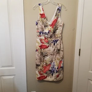 Tommy Bahama Size 8 Dress Silk Sleeveless Faux Wrap Tropical Print V-Neck - Picture 1 of 7