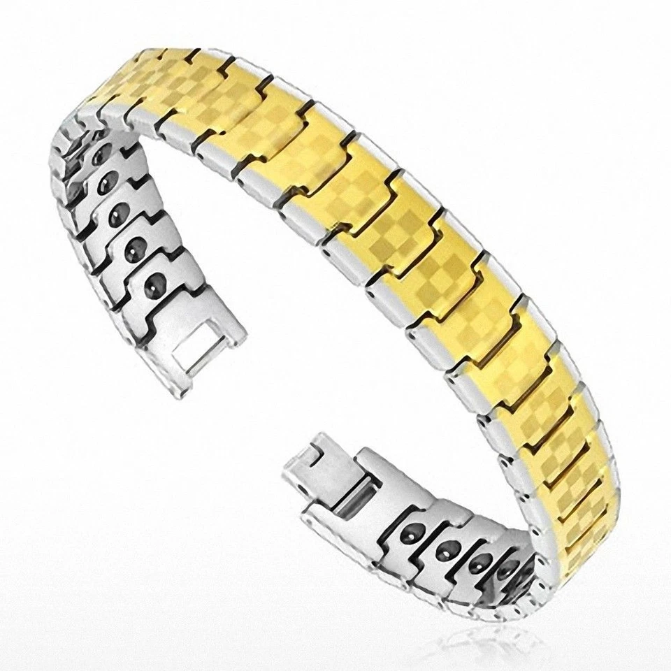 Armband Mann Aus Wolfram Mit Muster Damier Golden - Bild 1 von 1
