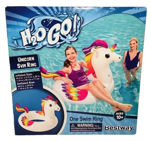 UNICORN Swim Ring Bestway Inflatable Float Raft Vinyl H2O-GO NEW Rainbow  - Picture 1 of 3