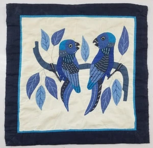 Vintage Traditional Applique Work Birds Scene Cushion Cover 48x47cm - Picture 1 of 14