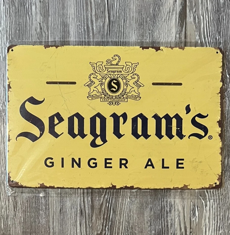 Seagram's Ginger Ale 8 x 12 Novelty Vintage Metal Sign Shrink-Wrapped - Image 1 of 2