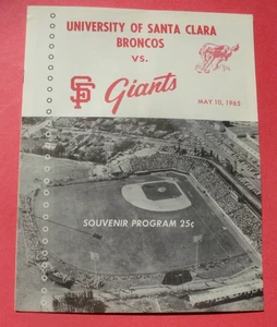1965 University of Santa Clara Broncos v San Francisco SF Giants Program - Picture 1 of 7
