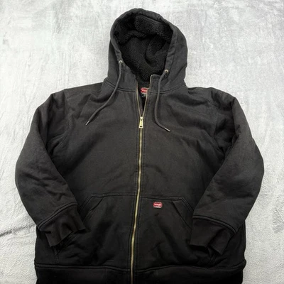 Jaqueta de trabalho Wrangler masculina XL com capuz Sherpa forrada zíper completo casaco pesado preto - Imagem 1 de 4